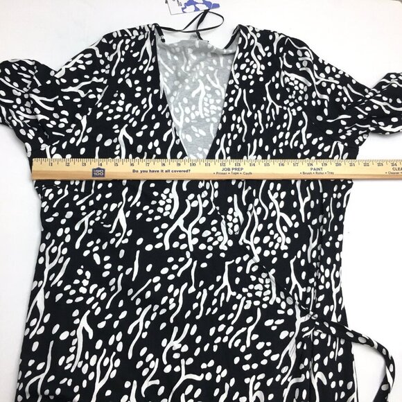 NEW Diane Von Furstenberg Wrap Dress Black & White Print Stretch Long Sleeve XXL - Picture 4 of 8